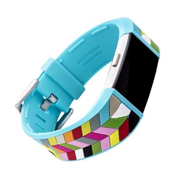 French Bull WITHit Silicone Replacement Band Fitbit Charge 2 Blue Ziggy - Picture 8 of 9